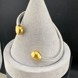 Vintage Sabona Cuff Bracelet Silver Gold Twisted Cable Magnetic 6